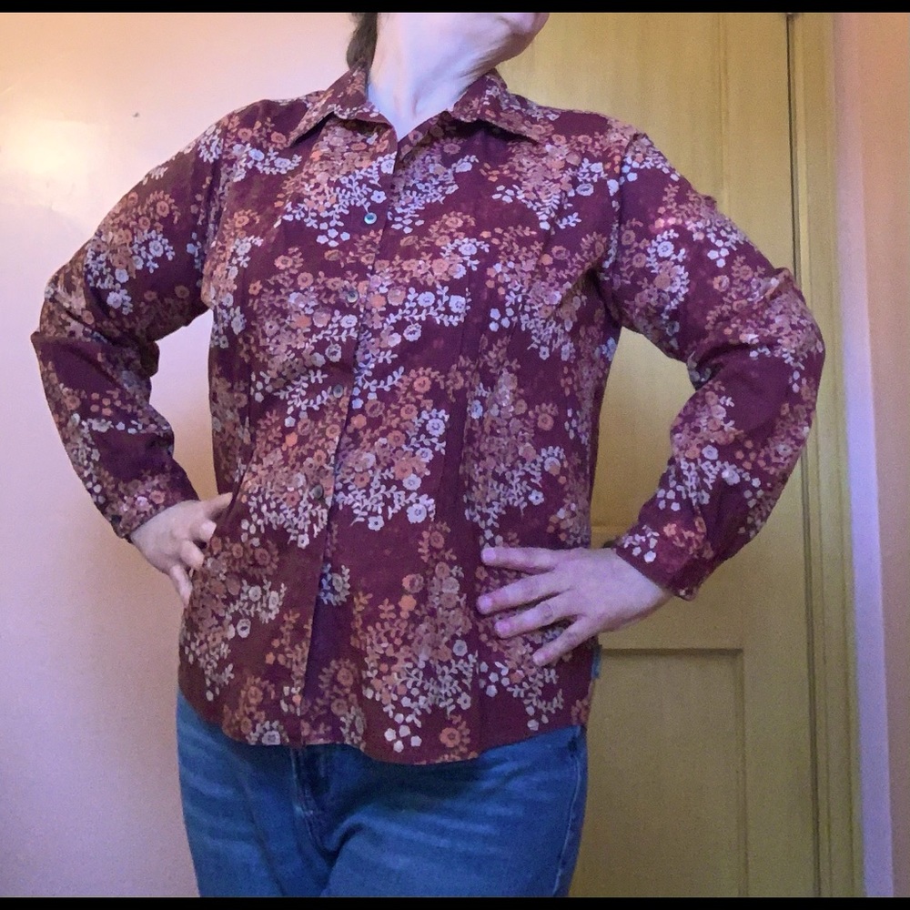 Woolrich Shirt Fall Floral Button Front Shirt Classic Size XL